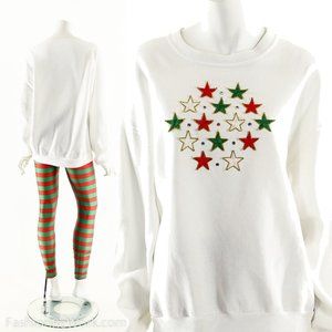 Ugly Christmas Sweater,Metallic Star Sweatshirt,Tacky Christmas Sweatshirt,Festi